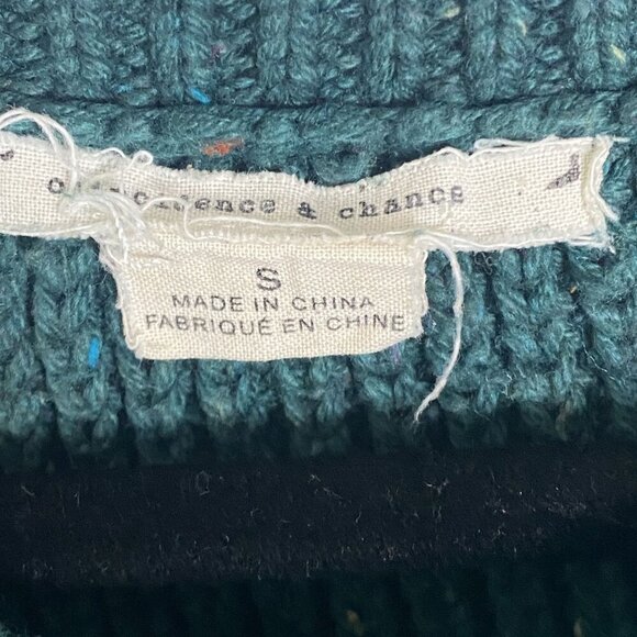 Urban Outfitters Coincidence & Chance Green Sweater Rustic Elbow Patch Size Sm - Picture 9 of 12